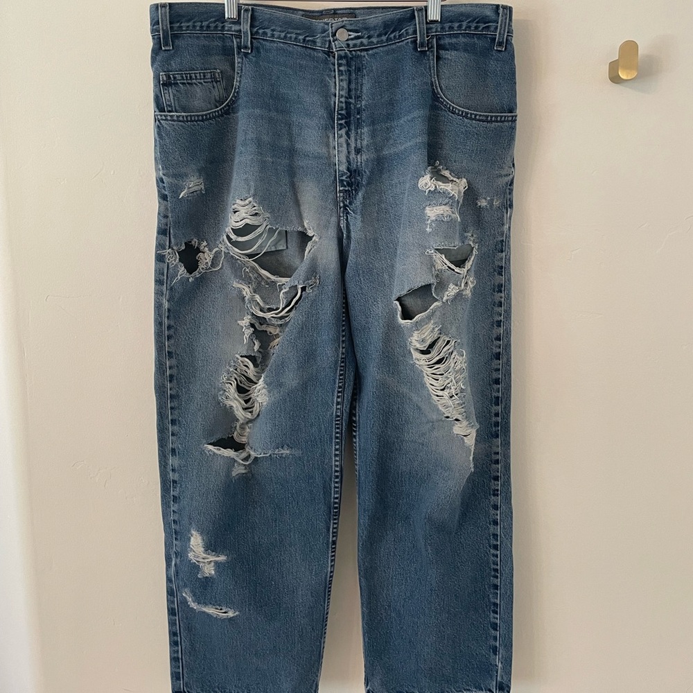 Levi’s vintage silver tab heavily distressed denim, 38x30